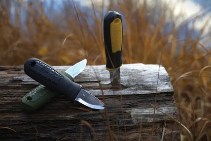 Brusletto Kongla Fixed Blade Knife 6 Inch Satin Stainless Blade Yellow TPE Handle Clip Lanyard EDC by Brusletto