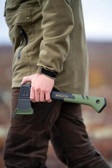 Brusletto Kikut Axe 14 Inch Outdoor Tool With Durable Black Oxide Carbon Steel Head And Rugged Black Green Handle by Brusletto