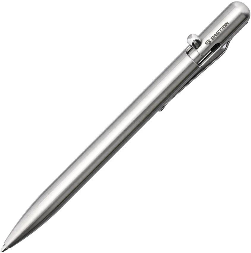 Bastion Slim Bolt Action Pen Stainless PEN-SLMBLT-STS by Bastion