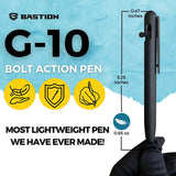Bastion Bolt Action Pen Black G10 For EDC Enthusiasts With Pocket Clip Parker Style Ink by Bastion