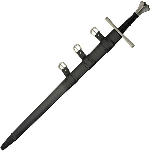 Medieval Sword Battle Tested Crown Western Blade 42in Satin Finish Leather Wrapped Handle For Collectors by Battle Tested