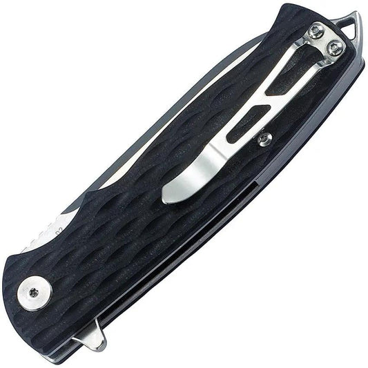 Bestech Knives Grampus G10 Linerlock Folding Knife For EDC With 3.5in Satin D2 Drop Point Blade And Extended Tang by Bestech Knives