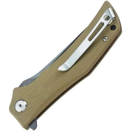 Bestech Knives Scimitar Linerlock Premium EDC Knife D2 Tool Steel Clip Point 3.75In Tan G10 by Bestech Knives