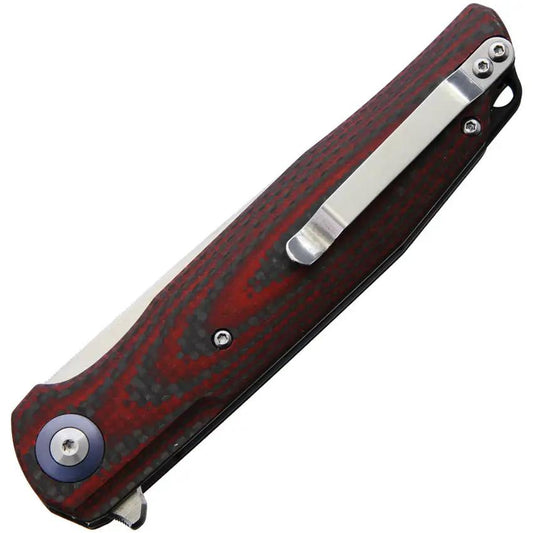 Bestech Knives Ascot Liner Lock Knife Red G10 CF Handle 4in D2 Satin Blade EDC For Enthusiasts With Ceramic Bearings by Bestech Knives