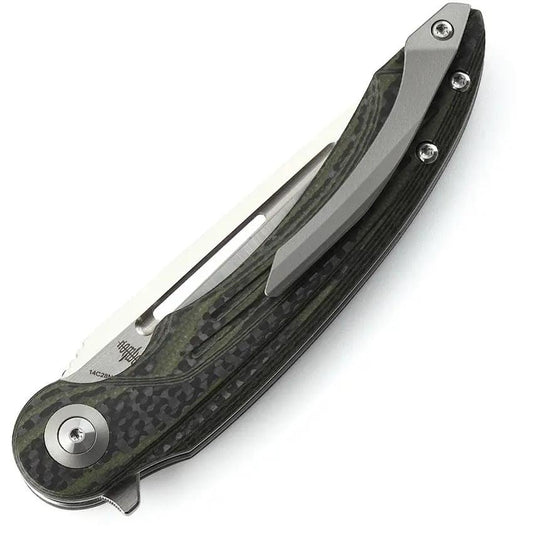 Bestech Irida Linerlock Knife CF G10 Green BG25F Premium EDC with 154CM Blade Extended Tang by Bestech Knives
