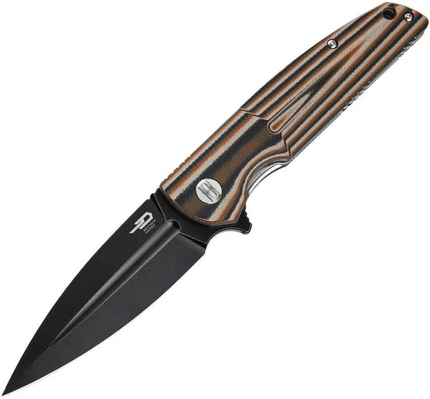 Bestech Knives Fin Linerlock Orange Multi Blk BG34C-3 by Bestech Knives