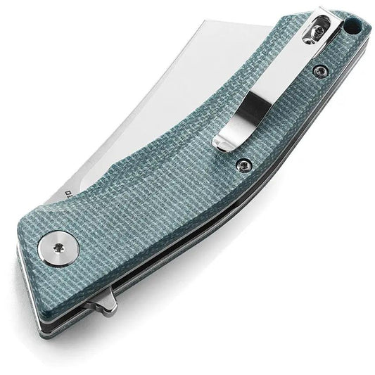 Bestech Cubis Linerlock Knife Blue Canvas Micarta D2 Blade Extended Tang Lanyard Clip EDC Enthusiasts by Bestech Knives