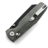 Bestech Knives Slasher Axis Lock Knife With D2 Tool Steel Blade 2.88in Stonewashed Green Canvas Micarta Handle For EDC by Bestech Knives