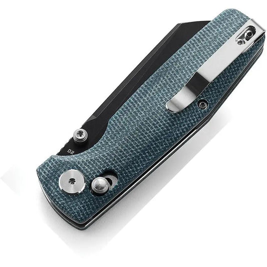 Bestech Slasher Axis Lock Knife Blue BG43C-2 With D2 Blade And Blue Canvas Micarta For EDC Enthusiasts by Bestech Knives