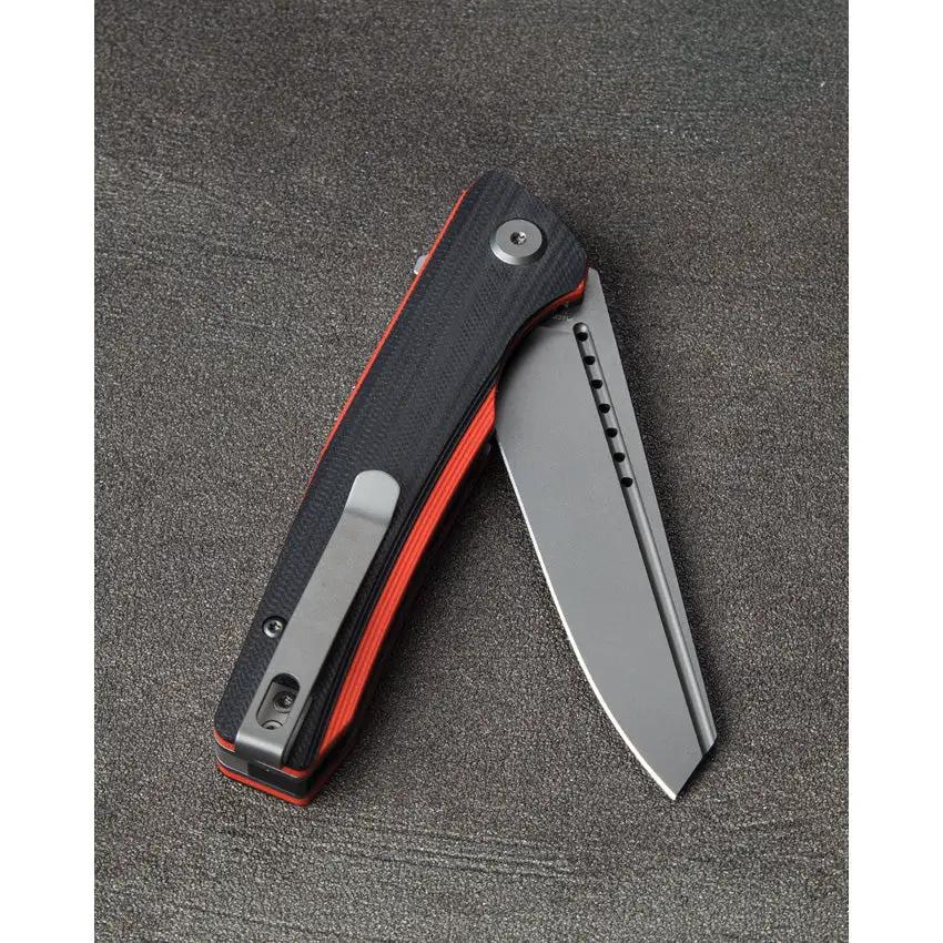 Bestech Knives Slyther Linerlock Knife 3.63in Gray Sandvik 14C28N Blade Black Red G10 EDC Ready by Bestech Knives