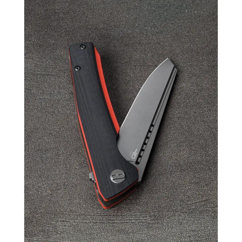 Bestech Knives Slyther Linerlock Knife 3.63in Gray Sandvik 14C28N Blade Black Red G10 EDC Ready by Bestech Knives