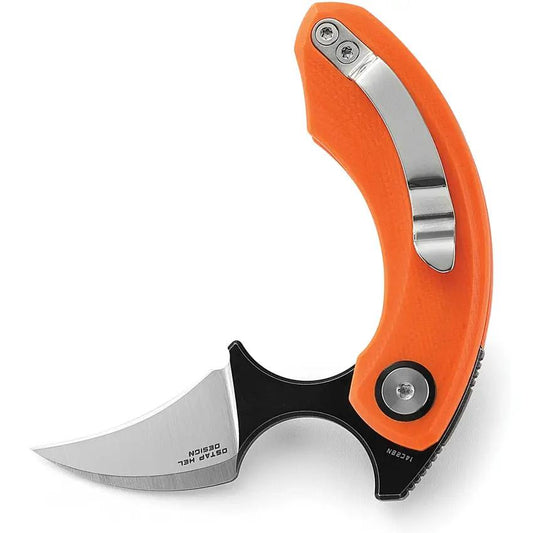 Bestech Strelit Linerlock Knife With Orange G10 Handle Extended Tang And Pocket Clip For Everyday Carry 14C28N by Bestech Knives