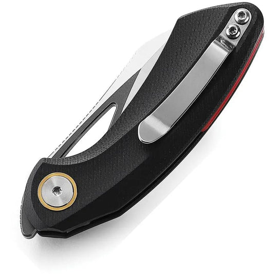 Bestech Knives Bihai Linerlock EDC Knife With Extended Tang Black Stonewash Satin 14C28N Blade And G10 Handle by Bestech Knives