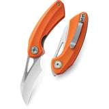 Bestech Knives Bihai Linerlock EDC Knife With Orange G10 Handle Extended Tang And Satin 14C28N Blade BG53B1 Pocket Clip by Bestech Knives