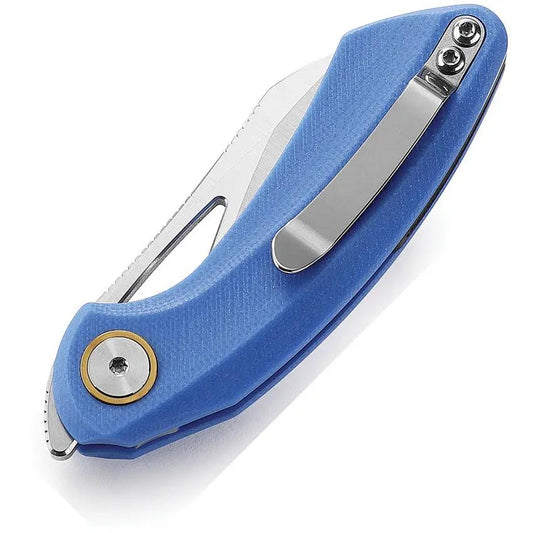 Bestech Bihai Linerlock Knife For EDC Enthusiasts Premium Satin 14C28N Blade Blue G10 Extended Tang by Bestech Knives