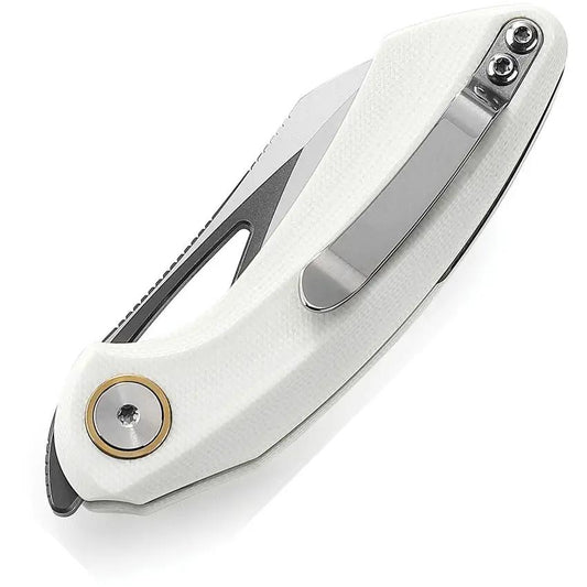 Bestech Knives Bihai Linerlock White G10 EDC Knife Premium 14C28N Sandvik Steel With Extended Tang BG53E by Bestech Knives