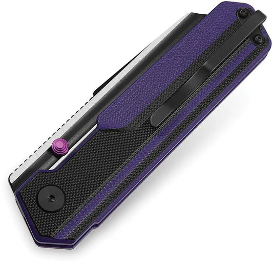 Bestech Premium Tardis Linerlock EDC Knife D2 Blade Black Purple G10 Handle Thumb Stud Pocket Clip For Knife Collectors by Bestech Knives
