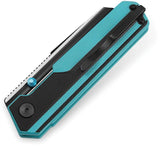 Bestech Knives Tardis Linerlock Knife Black Teal G10 D2 Tool Steel 3.13in Blade Thumb Stud Pocket Clip for EDC Fans by Bestech Knives