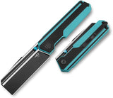 Bestech Knives Tardis Linerlock Knife Black Teal G10 D2 Tool Steel 3.13in Blade Thumb Stud Pocket Clip for EDC Fans by Bestech Knives