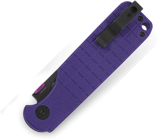 Bestech Glok Button Lock Knife Purple G10 EDC Ready 4.5in Closed 3.5in Black Stonewash 14C28N by Bestech Knives