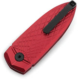 Bestech Ququ Button Lock Knife Red Aluminum Handle 2.25in DLC Coated 14C28N Sandvik Spear Point Blade for EDC by Bestech Knives