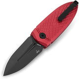 Bestech Ququ Button Lock Knife Red Aluminum Handle 2.25in DLC Coated 14C28N Sandvik Spear Point Blade for EDC by Bestech Knives