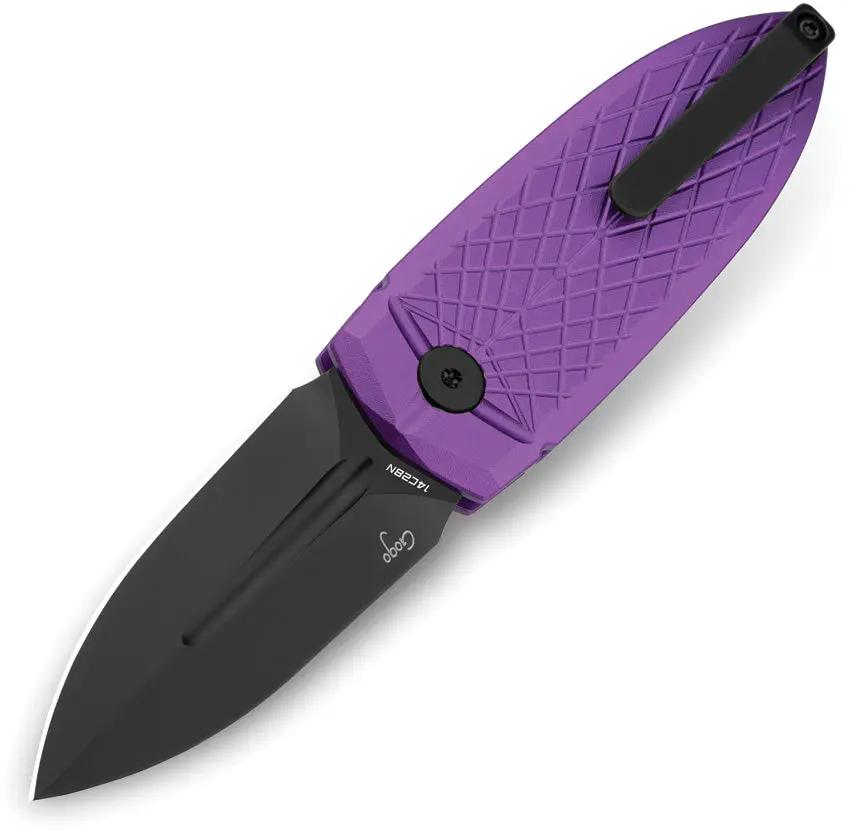 Bestech Knives Ququ Button Lock Knife With Purple Aluminum Handle DLC Blade 14C28N Sandvik Spear Point EDC Enthusiasts by Bestech Knives