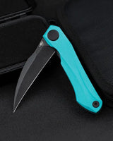 Bestech Knives Ivy Linerlock EDC Knife with 3 Inch Black Stonewash 14C28N Blade Teal G10 Handle by Bestech Knives