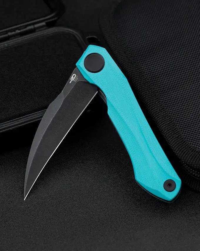 Bestech Knives Ivy Linerlock EDC Knife with 3 Inch Black Stonewash 14C28N Blade Teal G10 Handle by Bestech Knives