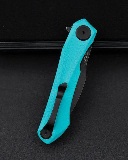 Bestech Knives Ivy Linerlock EDC Knife with 3 Inch Black Stonewash 14C28N Blade Teal G10 Handle by Bestech Knives