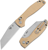 Bestech Liger Bar Lock Knife D2 Wharncliffe Stonewashed Blade 3.63in Beige G10 EDC Ready For Knife Collectors by Bestech Knives