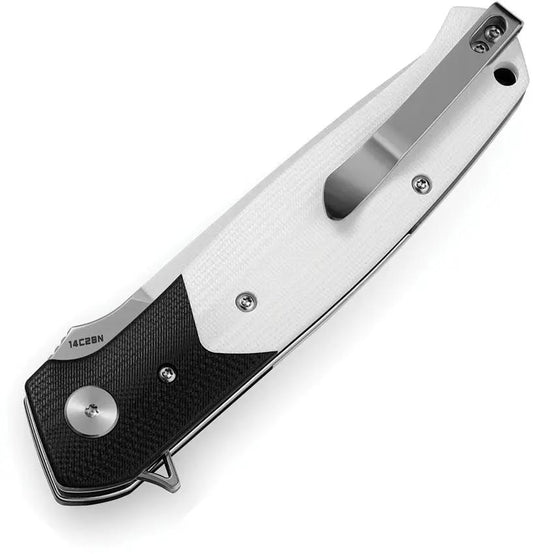 Bestech Swordfish Button Lock Knife for EDC Enthusiasts White G10 Handle 4in Satin Blade by Bestech Knives
