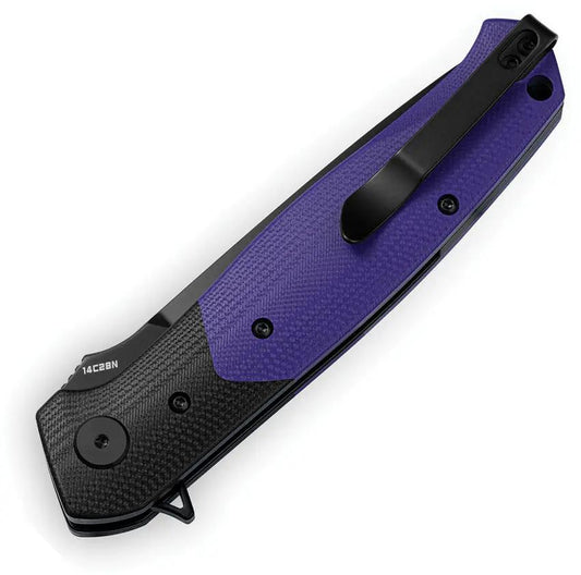 Bestech Swordfish Button Lock Knife Purple BG62C, 4 Inch Blade, 14C28N Sandvik Stainless, G10 Handle, EDC by Bestech Knives