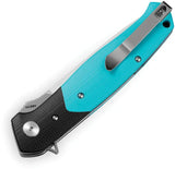 Bestech Knives Swordfish Button Lock Knife EDC With Teal And Black G10 Handle Satin 14C28N Blade by Bestech Knives