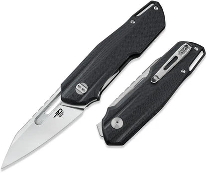 Bestech Knives Toddler Linerlock Knife BG64A Compact 2.75in 14C28N Sandvik Blade Black G10 Handle With Pocket Clip EDC by Bestech Knives