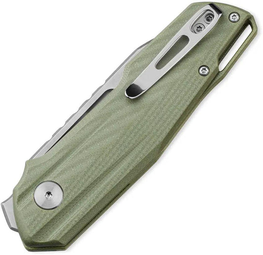 Bestech Knives Toddler Linerlock OD Green G10 EDC Knife 14C28N Steel Thumb Pull Pocket Clip by Bestech Knives