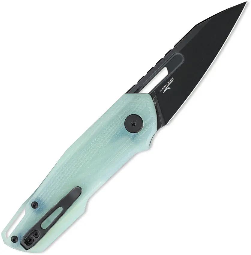Bestech Knives Premium Toddler Linerlock Jade EDC Pocket Knife 425 Closed 275 Blade 14C28N Sandvik G10 Handle by Bestech Knives