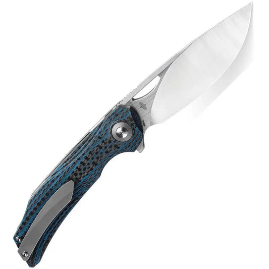 Bestech Knives Falko Linerlock Knife Premium 154CM Satin Blade Blue CF Handle For EDC Enthusiasts by Bestech Knives