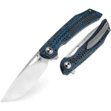 Bestech Knives Falko Linerlock Knife Premium 154CM Satin Blade Blue CF Handle For EDC Enthusiasts by Bestech Knives