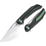 Bestech Falko Linerlock CF Green BL01C Folding Knife With Satin 154CM Blade For EDC Enthusiasts by Bestech Knives