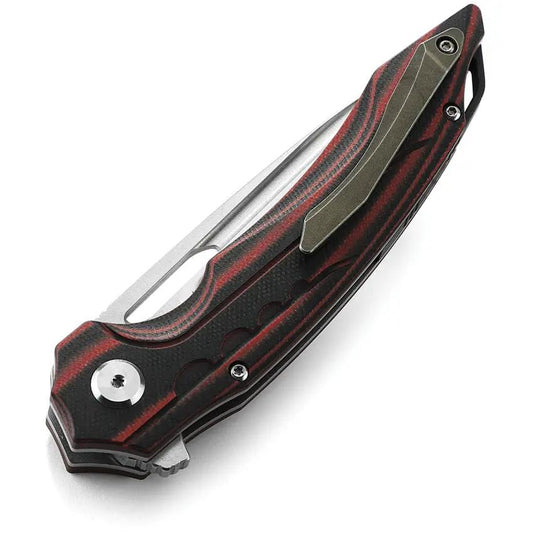 Bestech Knives Ornetta Linerlock Red BL02B EDC Knife With N690 Blade Ceramic Bearings Carbon Fiber Handle by Bestech Knives