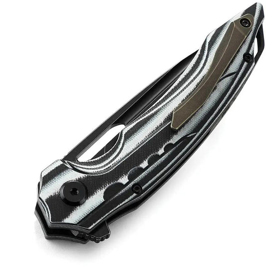 Bestech Ornetta Linerlock Knife Premium N690 Blade EDC Edition Black White G10 Carbon Fiber Handle Ceramic Bearings by Bestech Knives