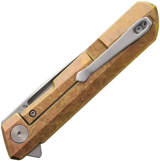 Bestech Knives Bestechman Dundee Linerlock Knife BMK01C3 Premium D2 Blade Bronze Titanium Handle For EDC by Bestech Knives