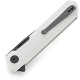 Bestechman Dundee Linerlock Folding Knife by Bestech Knives 3.5 Inch D2 PVD Blade White G10 Handle Extended Tang EDC by Bestech Knives
