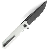 Bestechman Dundee Linerlock Folding Knife by Bestech Knives 3.5 Inch D2 PVD Blade White G10 Handle Extended Tang EDC by Bestech Knives