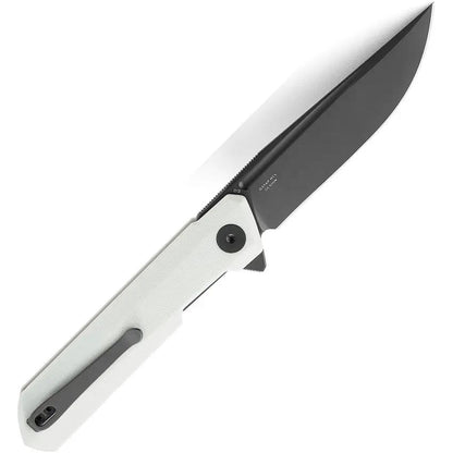 Bestechman Dundee Linerlock Folding Knife by Bestech Knives 3.5 Inch D2 PVD Blade White G10 Handle Extended Tang EDC by Bestech Knives