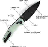 Bestech Knives Ronan B-Lock Jade G10 EDC Knife With 3.25Inch Blade 14C28N Sandvik Stainless Thumb Stud Pocket Clip by Bestech Knives