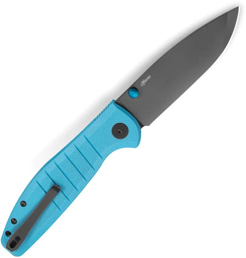 Bestech Knives Bestechman Goodboy Premium Buttonlock EDC Knife With D2 Blade Gray PVD Coating Blue G10 Handle by Bestech Knives