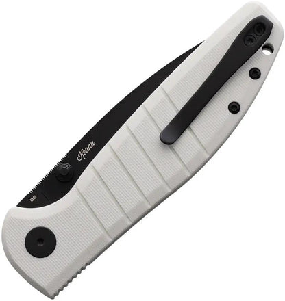 Bestech Knives Bestechman Goodboy Premium Buttonlock EDC Knife With D2 Blade Black PVD Coated White G10 by Bestech Knives