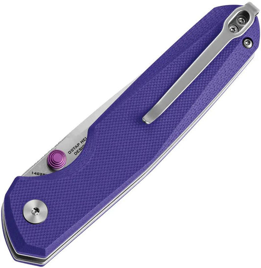 Bestech Knives Bestechman Velix Button Lock Folding Knife BMK07C Vibrant Purple G10 Handle 14C28N For EDC Enthusiasts by Bestech Knives